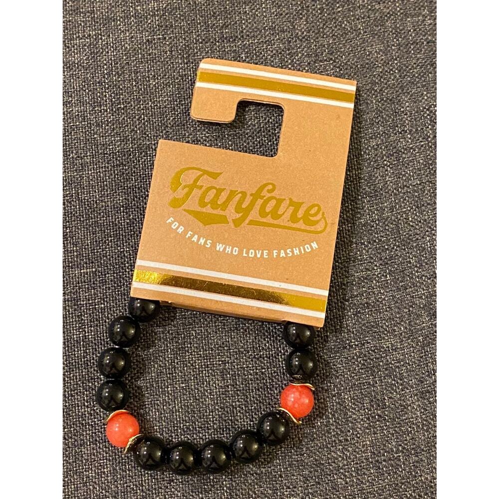 Fanfare Orange & Black Glass Bead Bracelet